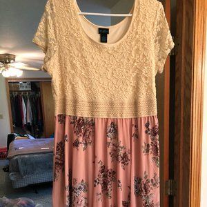 Rue21 cream and pink flower dress